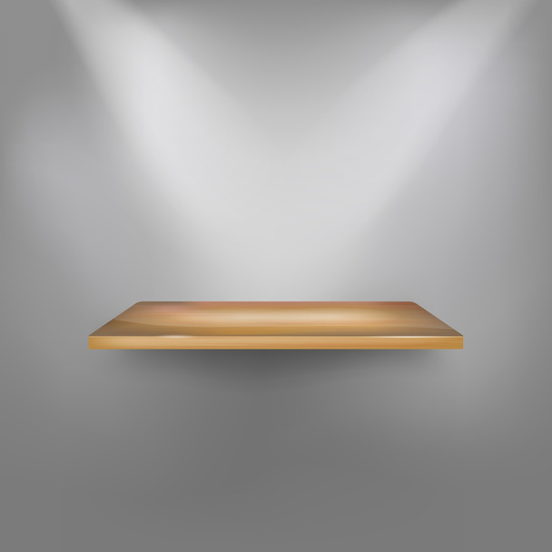 Empty wooden shelf on the wall - Vector, Image