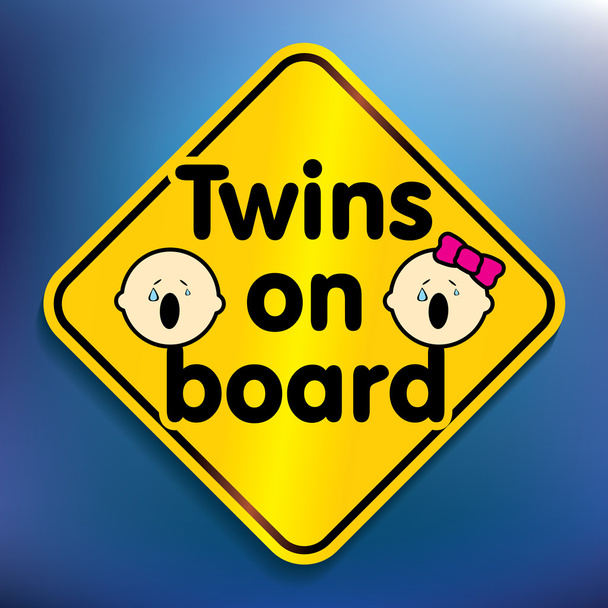 Twins aan boord van de sticker - Foto, afbeelding
