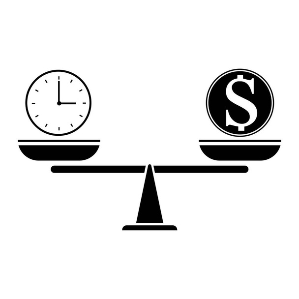 Εικονίδιο ισοζυγίου χρόνου και χρήματος. Σύγκριση του νοήματος της εργασίας και της ζωής. Εικονογράφηση διανύσματος. EPS 10 - Διάνυσμα, εικόνα