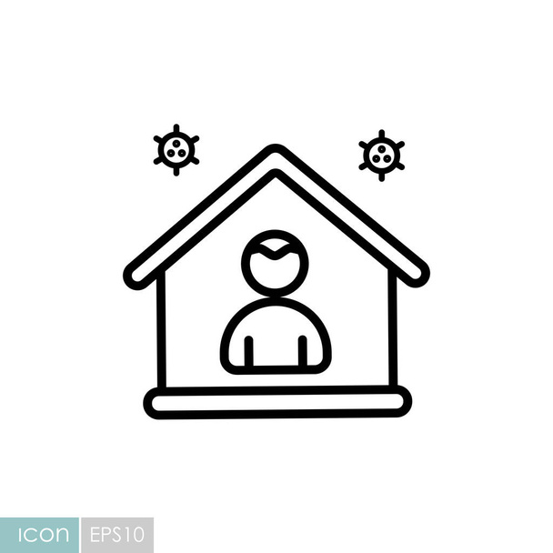Zůstávám na domácí vektorové ikony povědomí sociální média kampaň a prevence koronaviru. Grafický symbol pro design medicínských webových stránek a aplikací, logo, aplikace - Vektor, obrázek