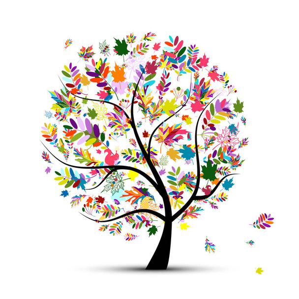 Colorful autumn tree for your design - Vector, Image
