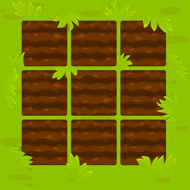 Green garden beds in the framework for the game UI math 3. - Vector, Image