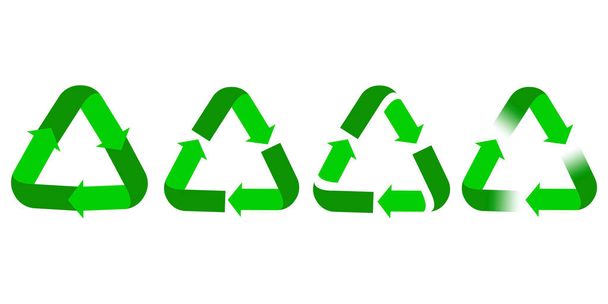 Conjunto de logotipo de reciclagem. Reutilizar símbolo. Triângulos de seta. Bio ícones verdes. Ilustração vetorial. Imagem de stock. - Vetor, Imagem