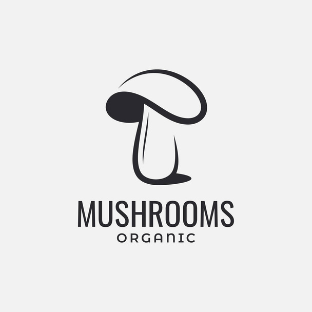 Логотип органічної їжі грибів на білому тлі
 - Вектор, зображення