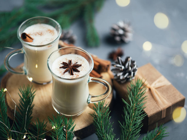 Winter and Christmas hot drink eggnog - Фото, изображение