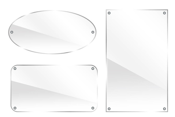 Γυαλί κουμπιά. Κύκλος πλεξιγκλάς και ορθογώνια σε λευκό φόντο. Γυαλιστερά σχήματα. Εικονογράφηση διανύσματος. Εικόνα αρχείου. - Διάνυσμα, εικόνα
