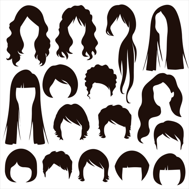 hair silhouettes, woman hairstyle - Vector, Image