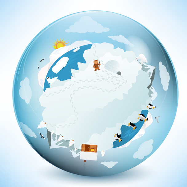 Frozen earth in the glass sphere - Vector, Image
