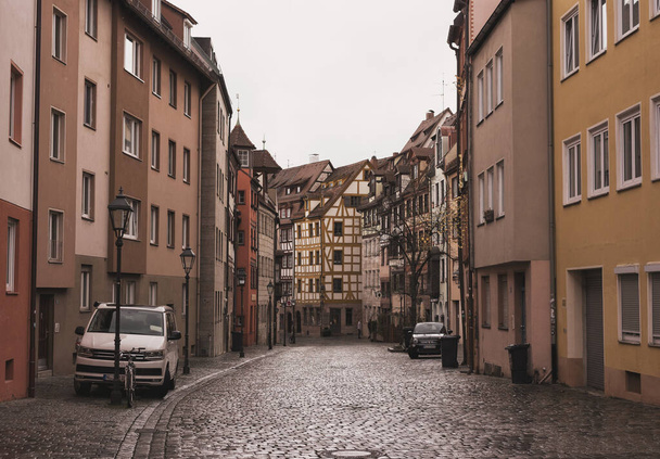 Nuremberg, Germany-March 17, 2020, half-timbered buildings in the historic city center in Nuremberg - Photo, Image