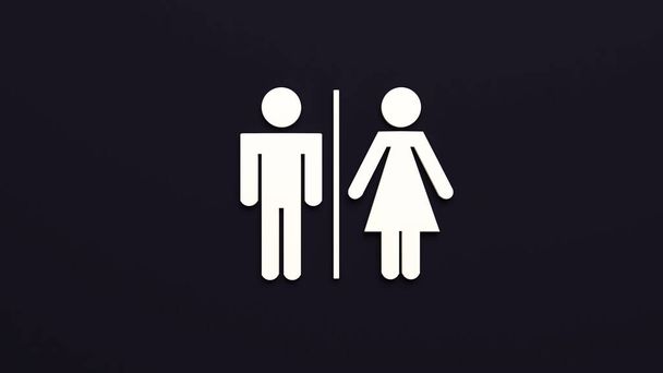 WC merkki kuvaketta miehen ja naisen 3D renderöinti - Valokuva, kuva
