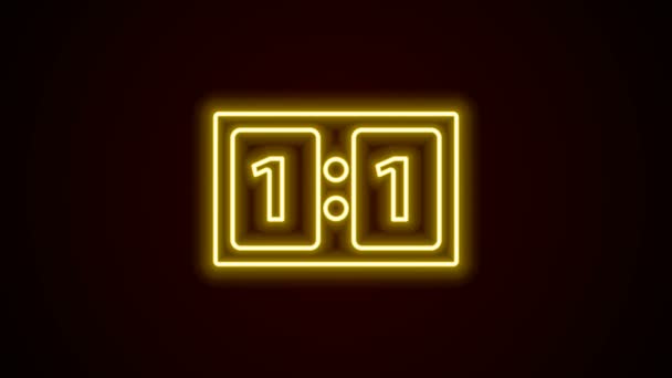 Linea neon incandescente Tabellone segnapunti meccanico sportivo e icona di visualizzazione dei risultati isolata su sfondo nero. Animazione grafica 4K Video motion - Filmati, video