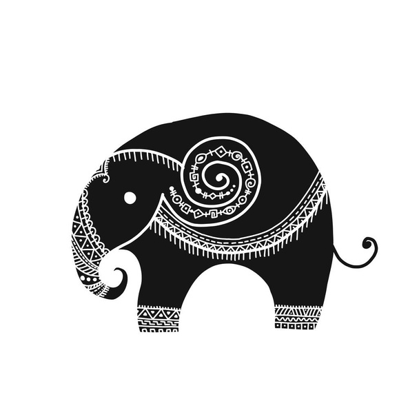 Ornate elephant, sketch for your design - Vektor, kép