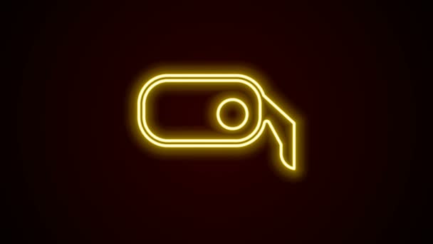 Zářící neonová čára Auto zpětné zrcátko ikona izolované na černém pozadí. Grafická animace pohybu videa 4K - Záběry, video