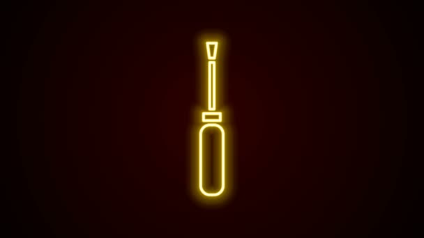 Glowing neon line Screwdriver icon isolated on black background. Service tool symbol. 4K Video motion graphic animation - Footage, Video