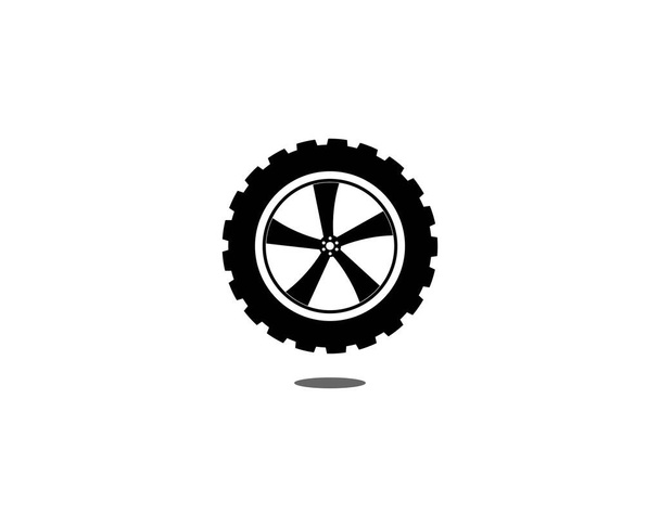  Insigne vectoriel avec roue pour le service des pneus. - Vecteur, image