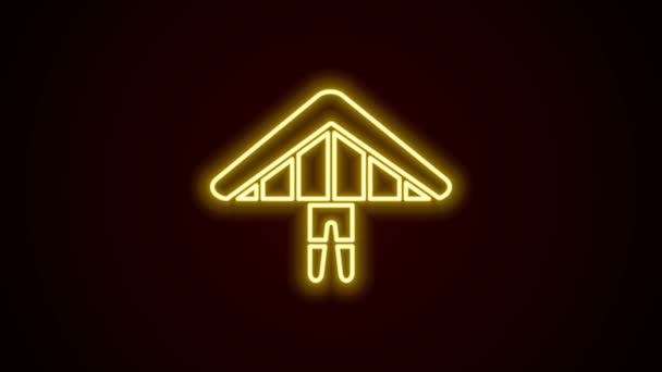 Leuchtende Leuchtschrift Drachenflieger Ikone isoliert auf schwarzem Hintergrund. Extremsport. 4K Video Motion Grafik Animation - Filmmaterial, Video