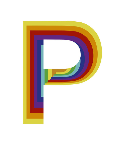 illusztráció a design a betű P a színek a szivárvány és a mélység hatása - Fotó, kép