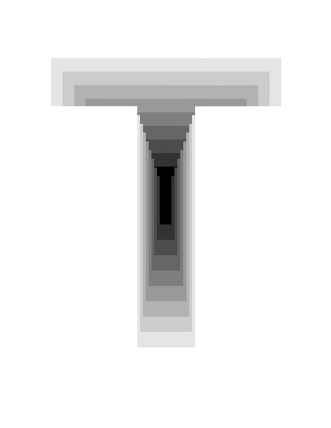 illustration with the design of the letter T with gradient gray colors and depth effect - Photo, Image