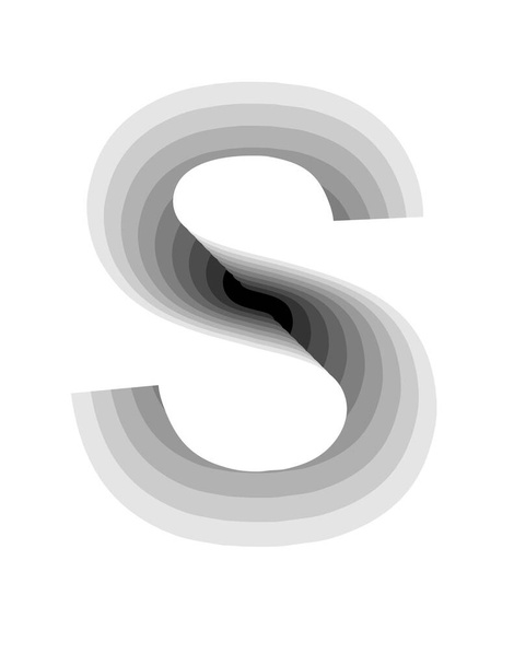 ilustracja z projektem litery S z gradientowymi szarymi kolorami i efektem głębi - Zdjęcie, obraz