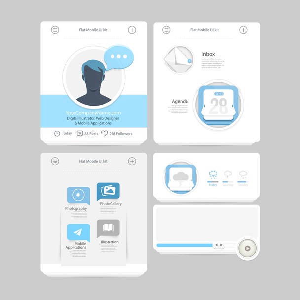 Collection de kit plat coloré éléments de kit de navigation UI avec des icônes pour le site de portefeuille personnel et des modèles mobiles
 - Vecteur, image
