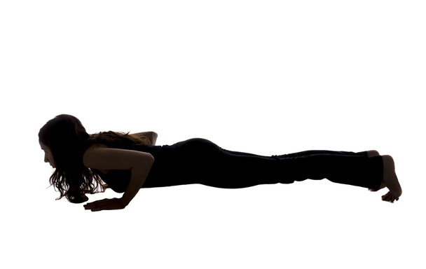 Chaturanga Dandasana Pose in Yoga, Silhouette - Photo, Image
