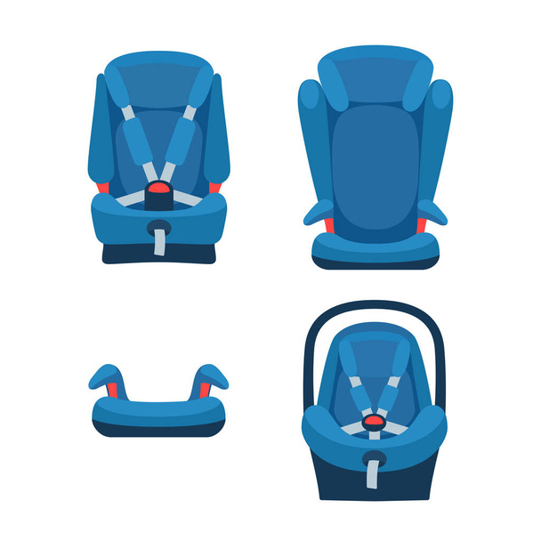 Collecte de sièges auto bébé de sécurité. Différents types de retenue pour enfants. - Vecteur, image
