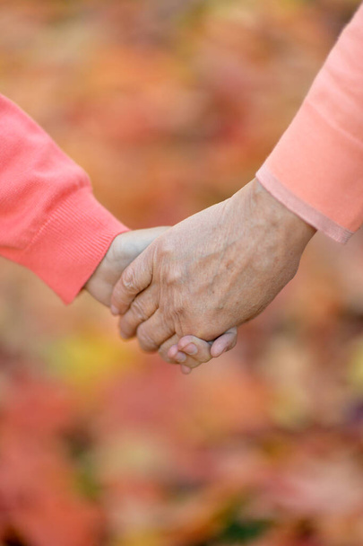 senior couple holding  hands together  - Φωτογραφία, εικόνα