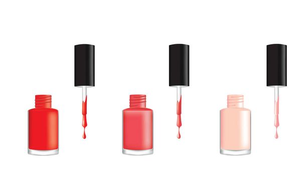 Nail polish in three different colors, vector - Vector, Image