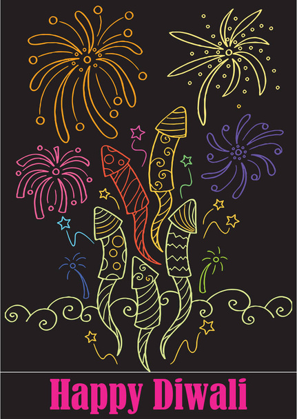 Drawing or Sketch of Fire Cracker Blasted during Diwali Festival Outline Design Element Editable Illustration - Vector, Image