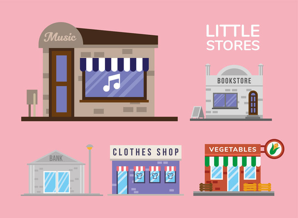 group of little stores facades - Vector, Image