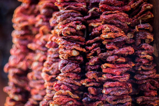 texture view of a dried tomatoes in macro - Valokuva, kuva