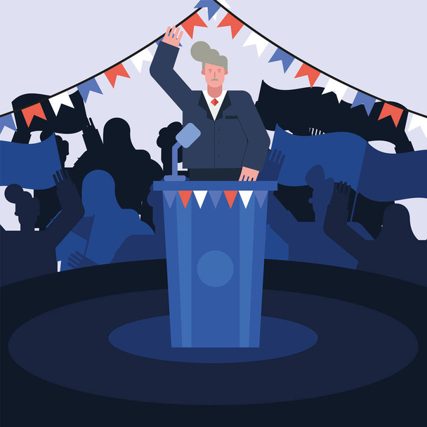 male candidate giving speech election day - Vector, Image