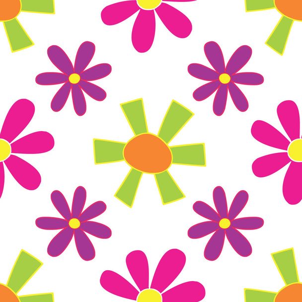 The funky rainbow flower design creates a seamless repeat pattern. Perfect for use in craft projects, packaging & product design, decor projects, fabric & textile printing, and more. - Photo, Image
