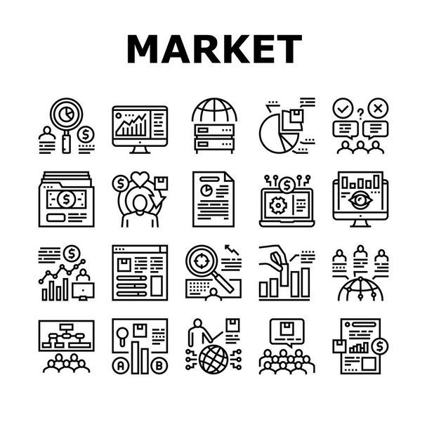 Market Research And Analysis Icons Set Vector - Vektor, kép