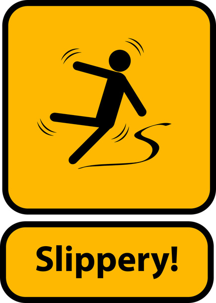 Slippery warning yellow sign - Vector, Image