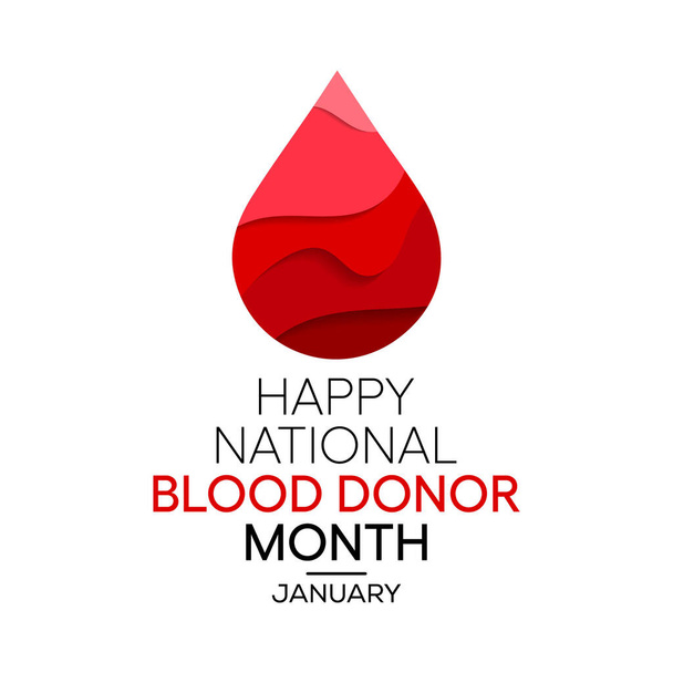 Ilustración vectorial sobre el tema del mes nacional del donante de sangre observado cada año durante enero. - Vector, imagen