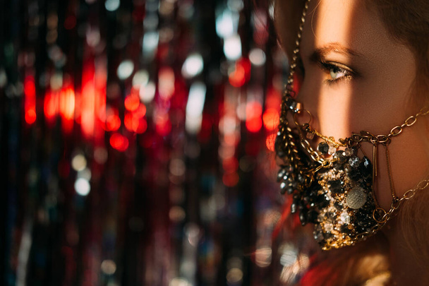 covid-19 fashion quarantine jewelry woman mask - Photo, Image