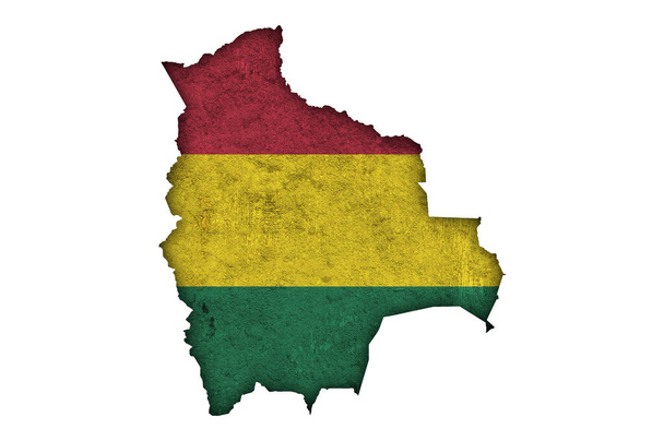 Bolivian kartta ja lippu rapabetoniin - Valokuva, kuva