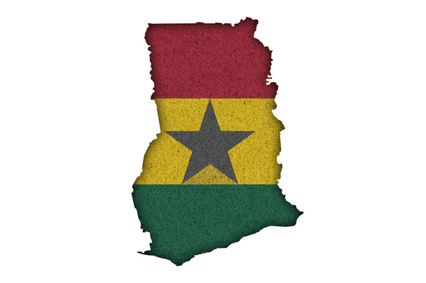 Mapa y bandera de Ghana en fieltro - Foto, imagen