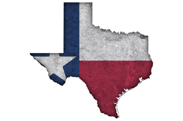 Mapa i flaga Teksasu na betonie pogodowym - Zdjęcie, obraz