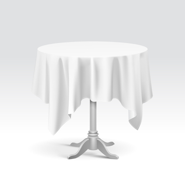 διάνυσμα άδειο στρογγυλό τραπέζι με τραπεζομάντιλο - Διάνυσμα, εικόνα