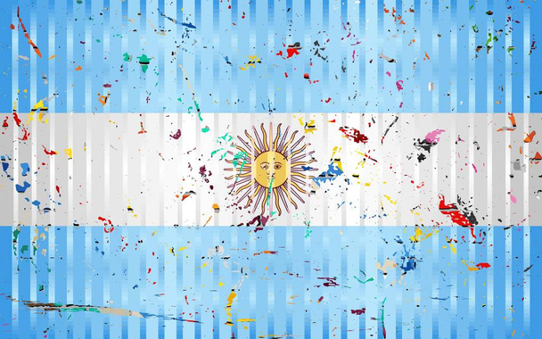 Argentina flag with color stains - Illustration, Three dimensional flag of Argentina - Vector, Image