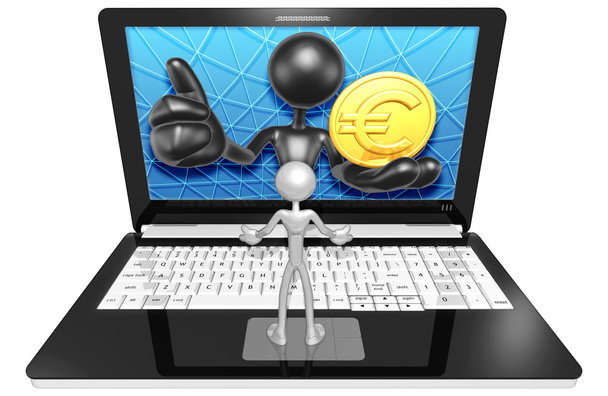 Moneta Euro su laptop
 - Foto, immagini