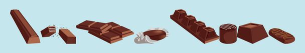 conjunto de producto de la plantilla de diseño icono de dibujos animados de chocolate con varios modelos. ilustración vectorial aislada en azul - Vector, imagen