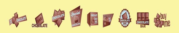 conjunto de modelo de design de ícone de venda de adesivo de chocolate com vários modelos. ilustração vetorial isolado no amarelo - Vetor, Imagem