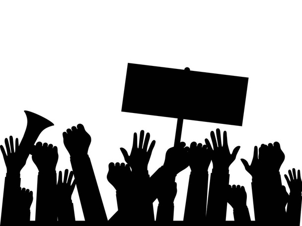 Σιλουέτα πλήθος διαδηλωτών. Διαδήλωση. επανάσταση. σύγκρουση. διανυσματική απεικόνιση eps - Διάνυσμα, εικόνα