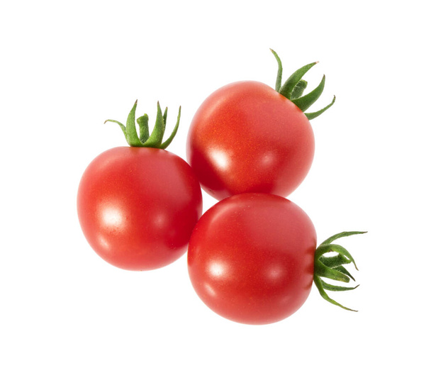 Kirazlı domatesler gölgeli üst görünüm olmadan beyaza izole edilmiş - Fotoğraf, Görsel