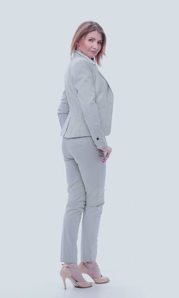 Successful business woman - isolated over a grey background - Photo, image