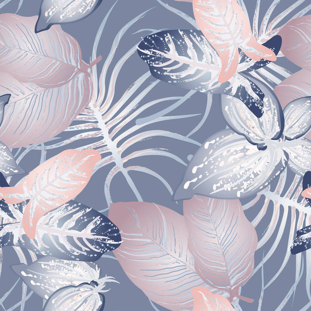 Tropical Leaf Modern Motif. Jungle Print. Foliage Summer - Vector, Imagen