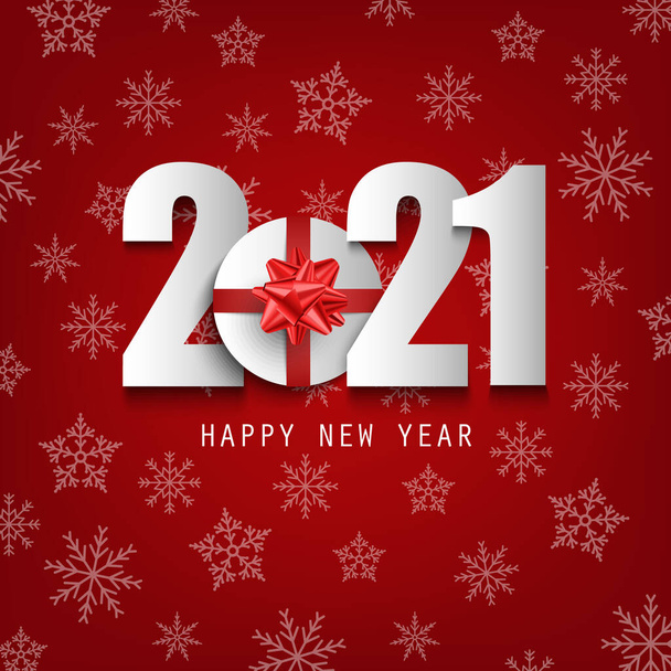 Neujahrshintergrund mit weißen Zahlen und roten Schleifen Vorlagenvektor eps 10 - Vektor, Bild
